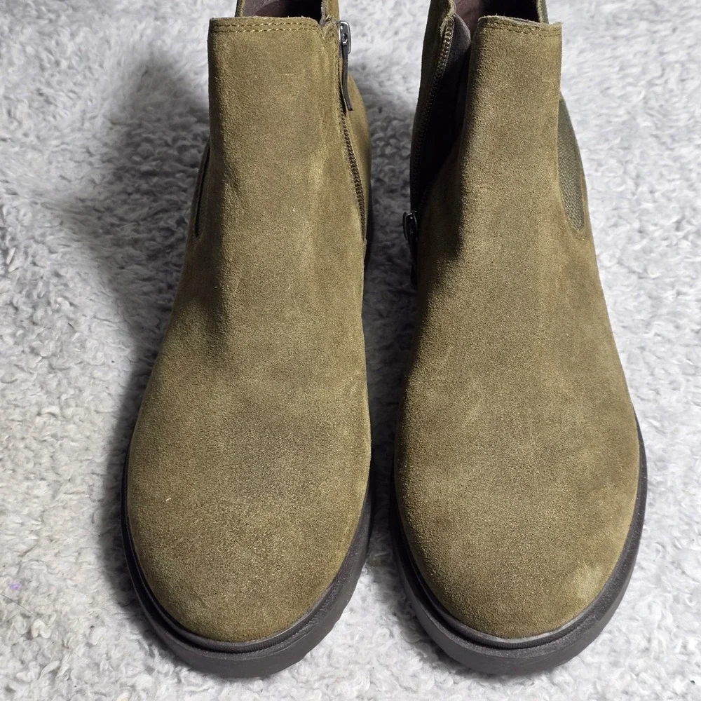 Easy Spirit Martha Stewart Ankle Boots Olive Green Suede Zipper‎ Womens 11M Exc